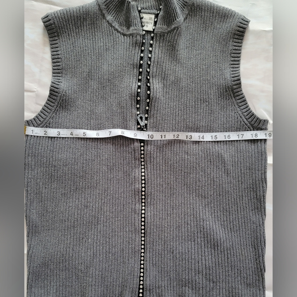 Women Waistcoat Autumn Winter Turtleneck Sleeveless Cardigan Zip-up, 100% Cotton
